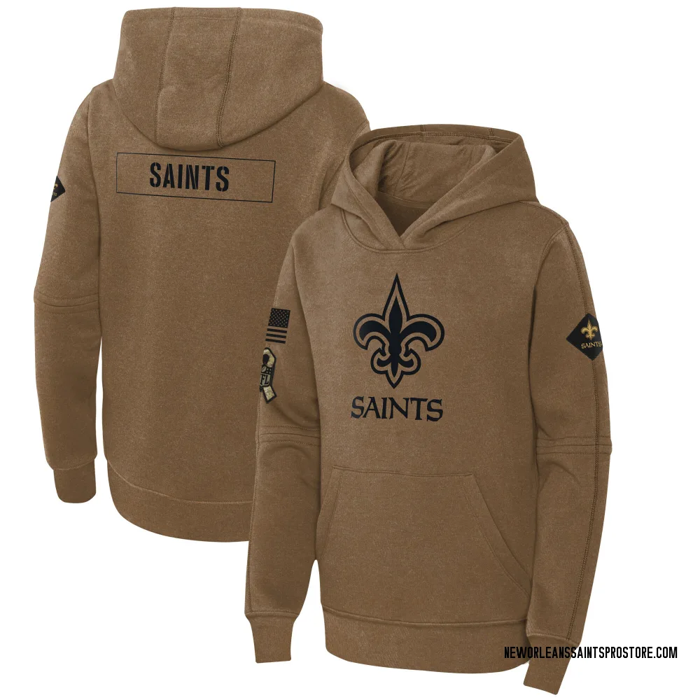 Youth New Orleans Saints Brown 2023 Salute to Service Club Fleece Pullover Hoodie